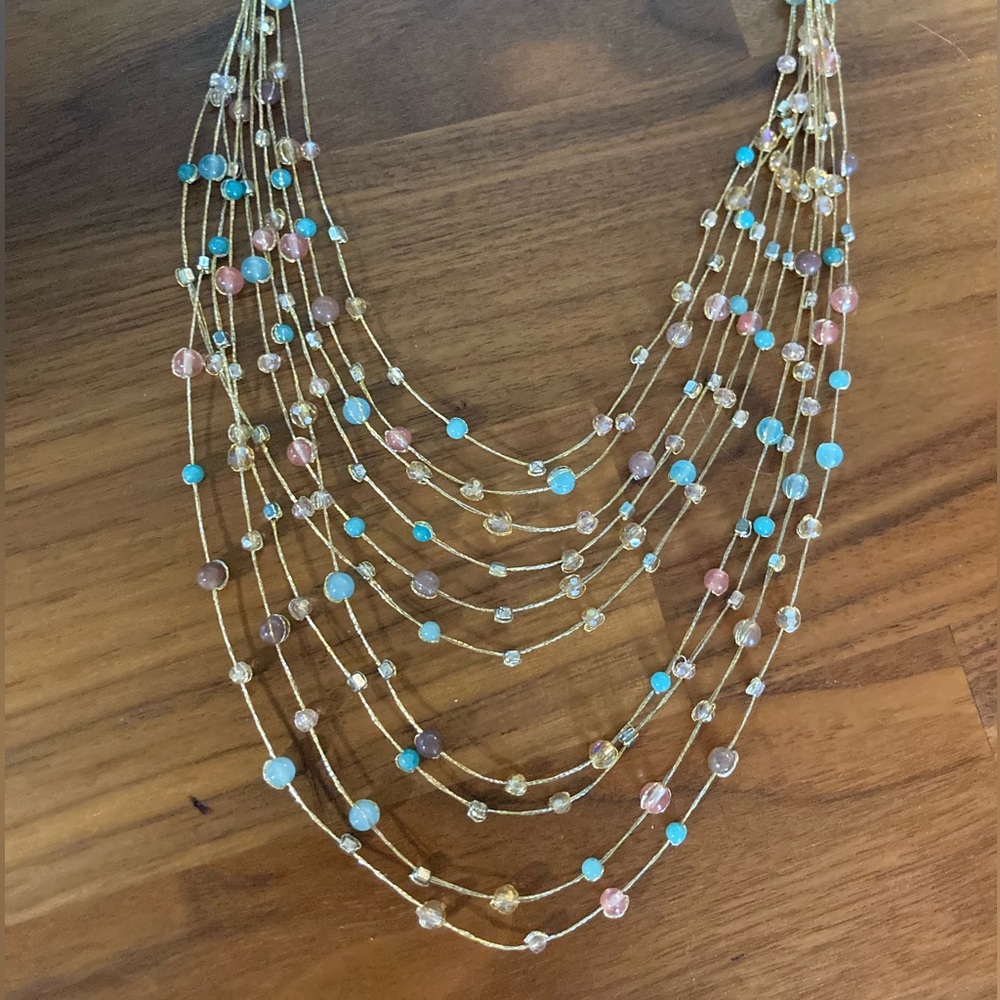 Beautiful Necklace with beading and gold thread